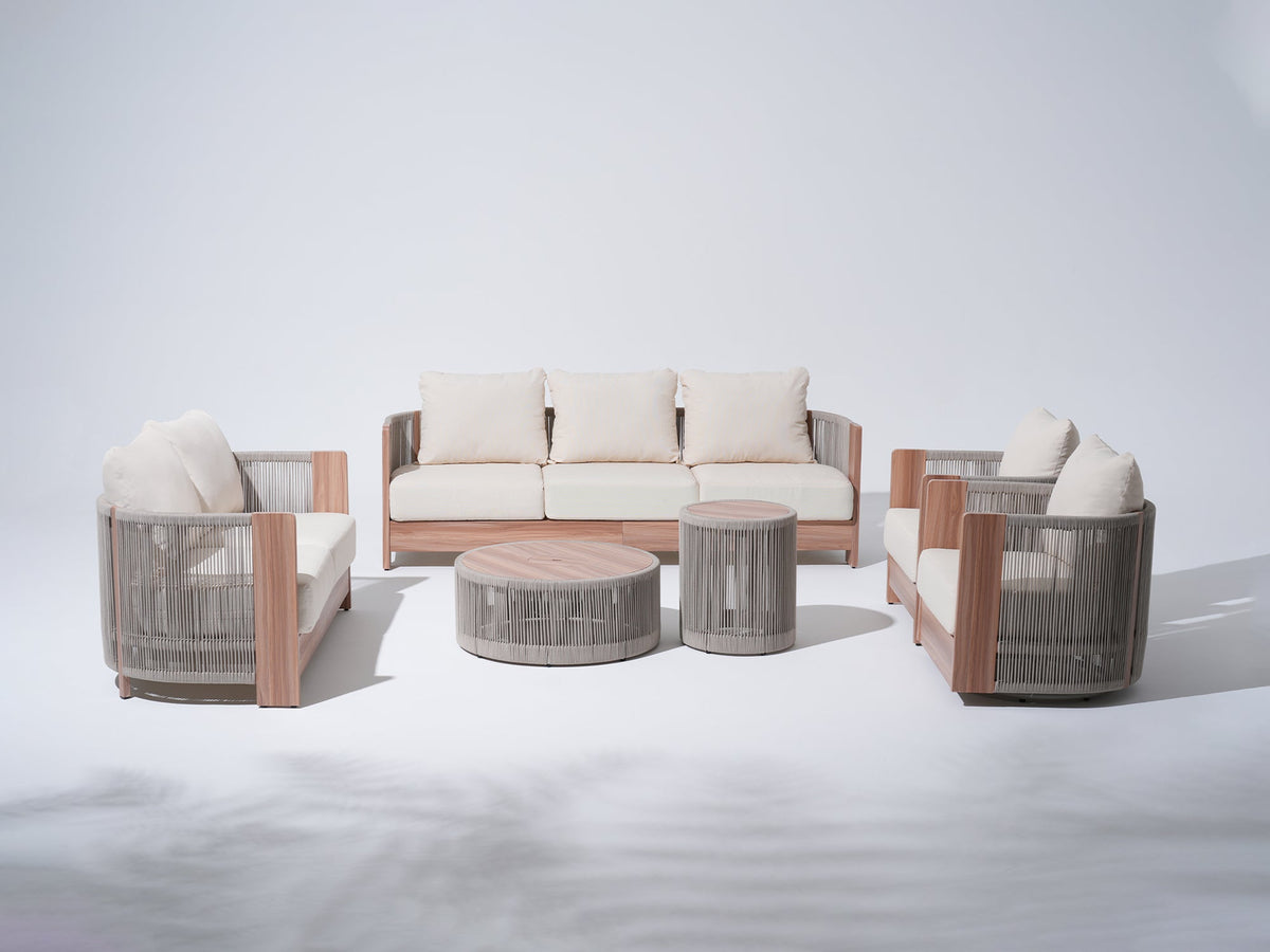 Irati Rope Outdoor Converstaion Seating Set with 2 Tables, Built-in Storage Space - Sunsitt Premium Modern Outdoor Patio Furniture Set#Style_6-pc Seating Set
