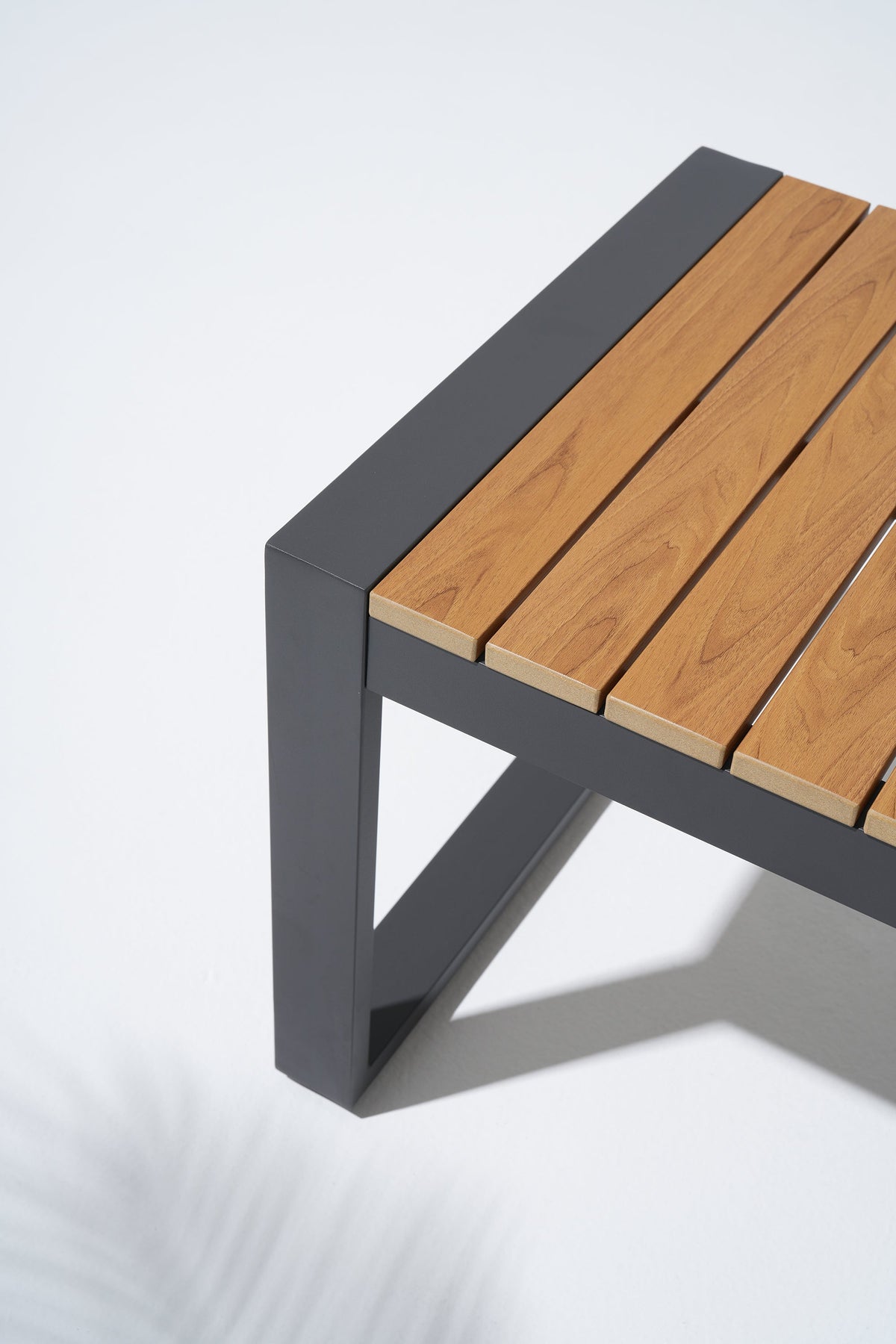 Wooden bench with metal frame
